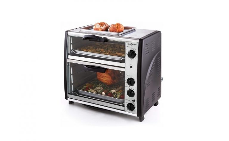 Four électrique   OneConcept All You Can Eat   Double Compartiment Avec Plaque De Grill 42l 2400w Mini Four Inox Argent Argent 75887367